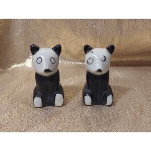 Vintage Ceramic Salt Pepper Shakers MCM Kitschy Kitchen Panda Bears Japan